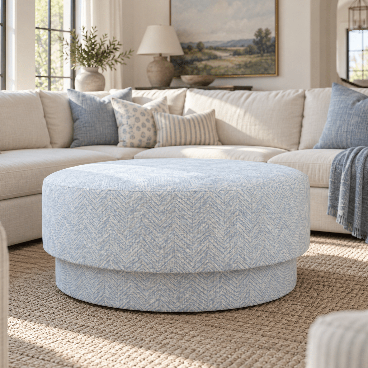 The Adelaide Ottoman in Classic Harmony - Lemon Park
