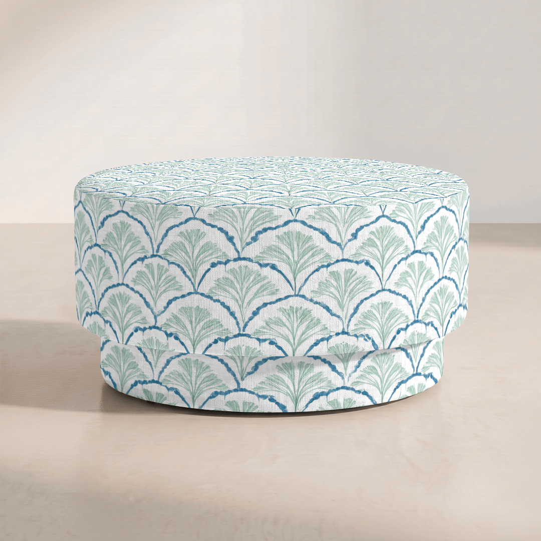 The Adelaide Ottoman in Hint Of Lime Sprouts - Lemon Park