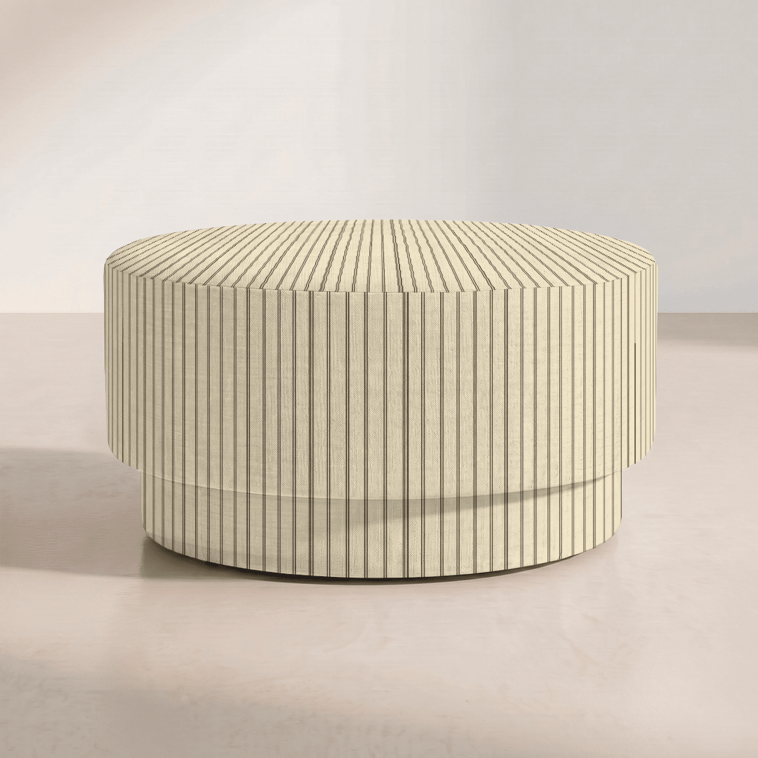 The Adelaide Ottoman in Jude Pinstripe - Lemon Park