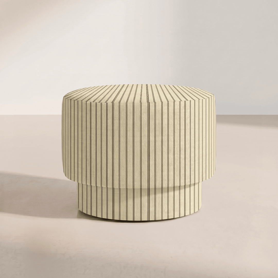 The Adelaide Ottoman in Jude Pinstripe - Lemon Park