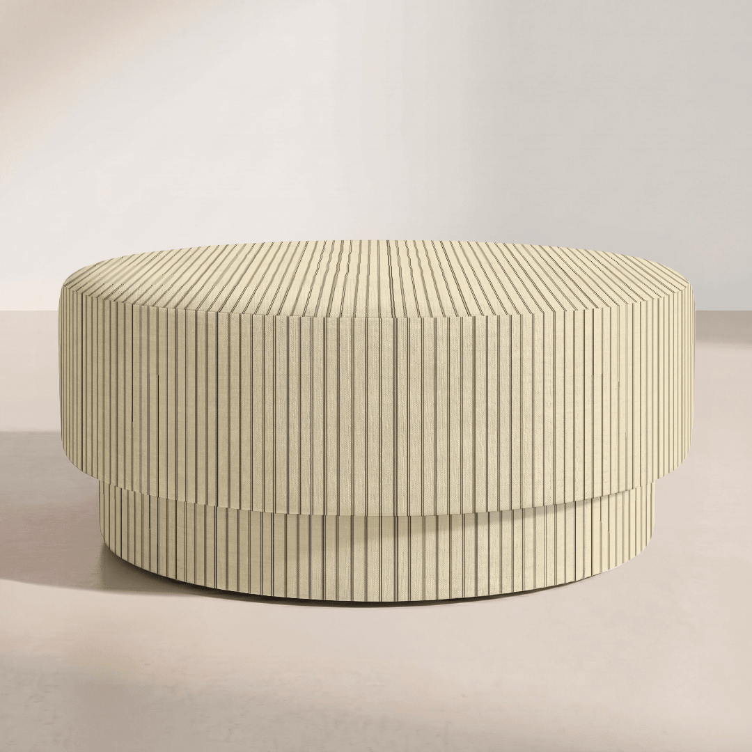 The Adelaide Ottoman in Jude Pinstripe - Lemon Park