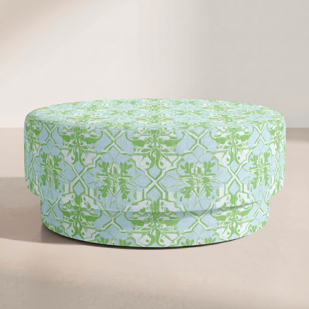 The Adelaide Ottoman in Key Lime - Lemon Park