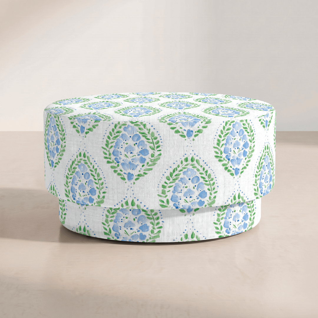 The Adelaide Ottoman in Leaf Me Be - Lemon Park