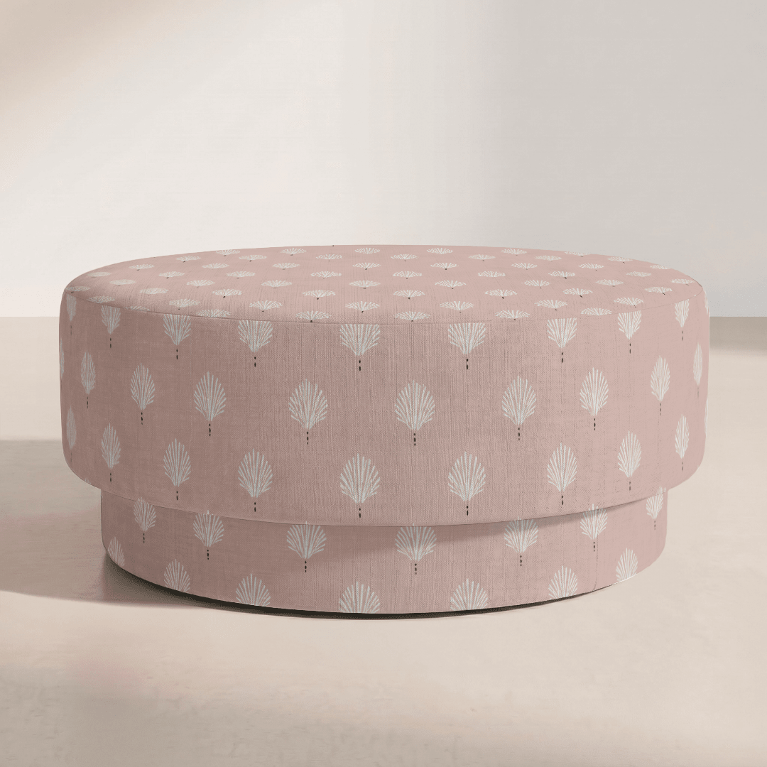 The Adelaide Ottoman in Loose Stems Petaline Block Print - Lemon Park