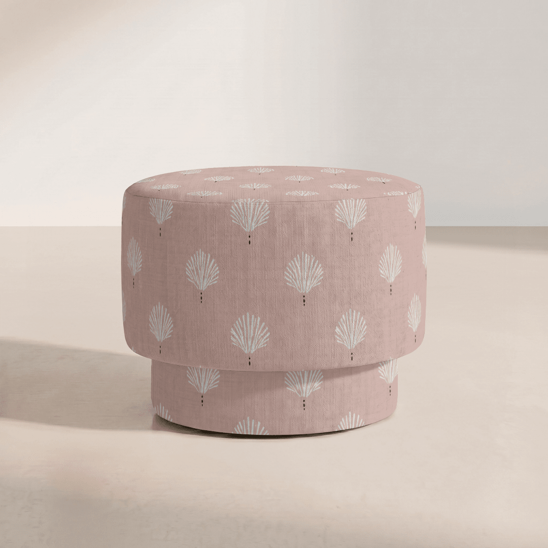 The Adelaide Ottoman in Loose Stems Petaline Block Print - Lemon Park