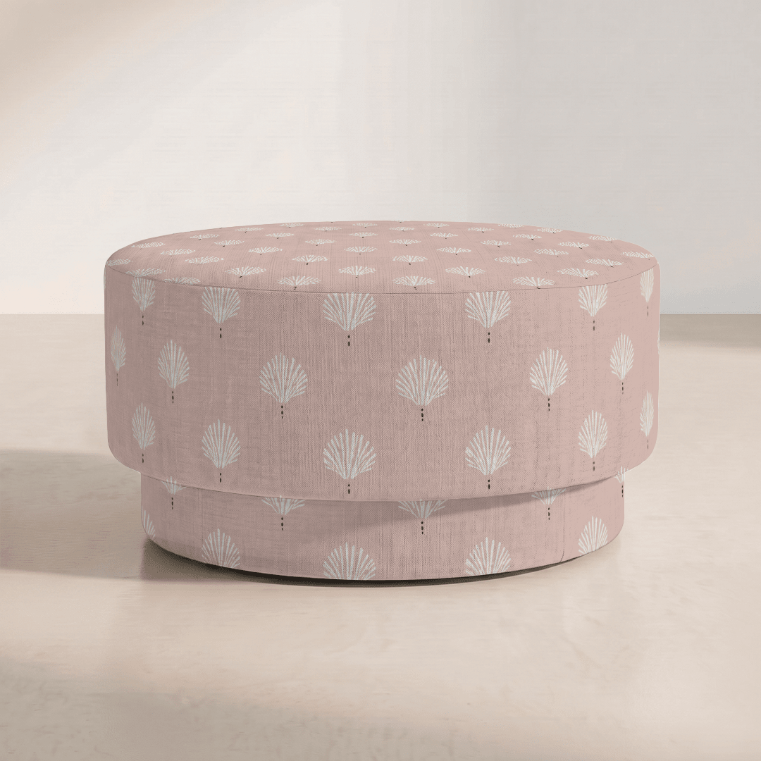 The Adelaide Ottoman in Loose Stems Petaline Block Print - Lemon Park