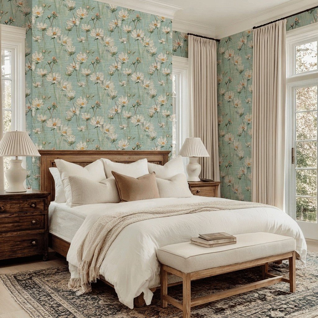The Blossom Faux Grasscloth Wallpaper - Lemon Park