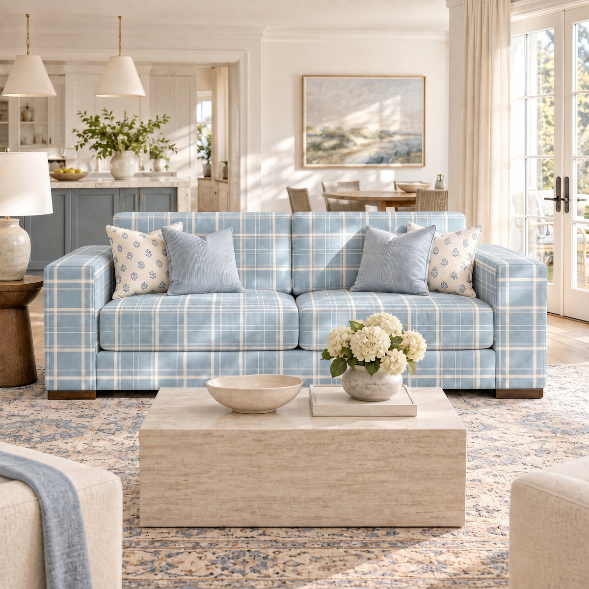 The Christopher Sofa in Benjamin Gingham - Lemon Park