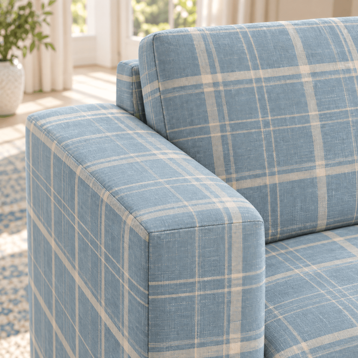 The Christopher Sofa in Benjamin Gingham - Lemon Park