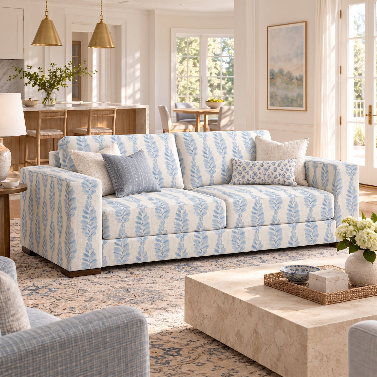 The Christopher Sofa in Carolina Ferns - Lemon Park