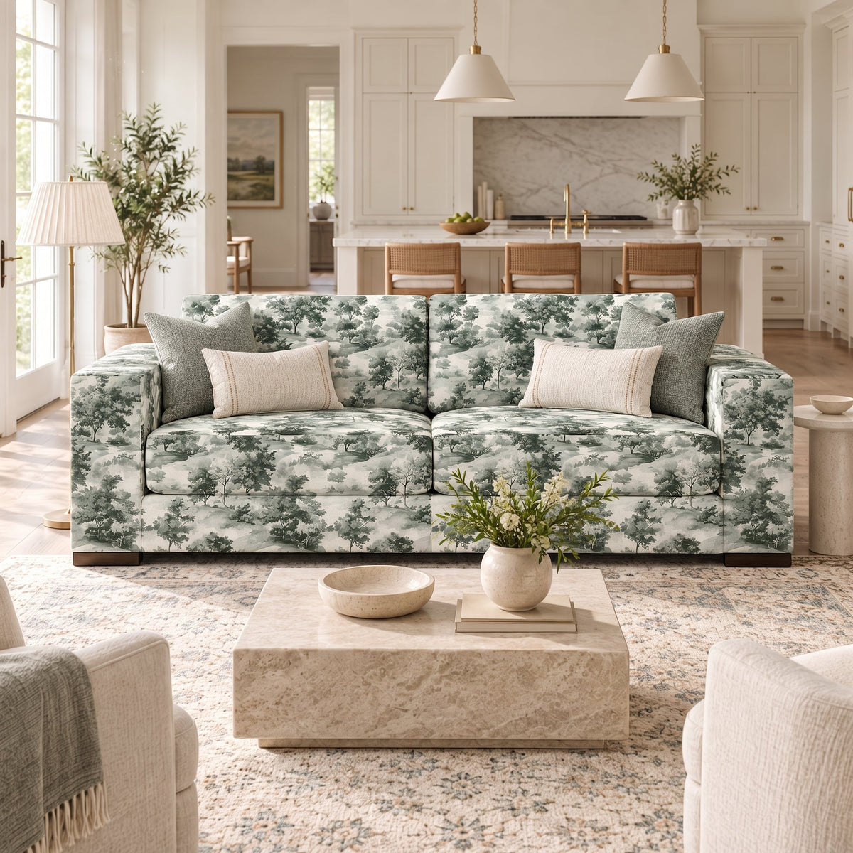 The Christopher Sofa in Fog & Found - Lemon Park