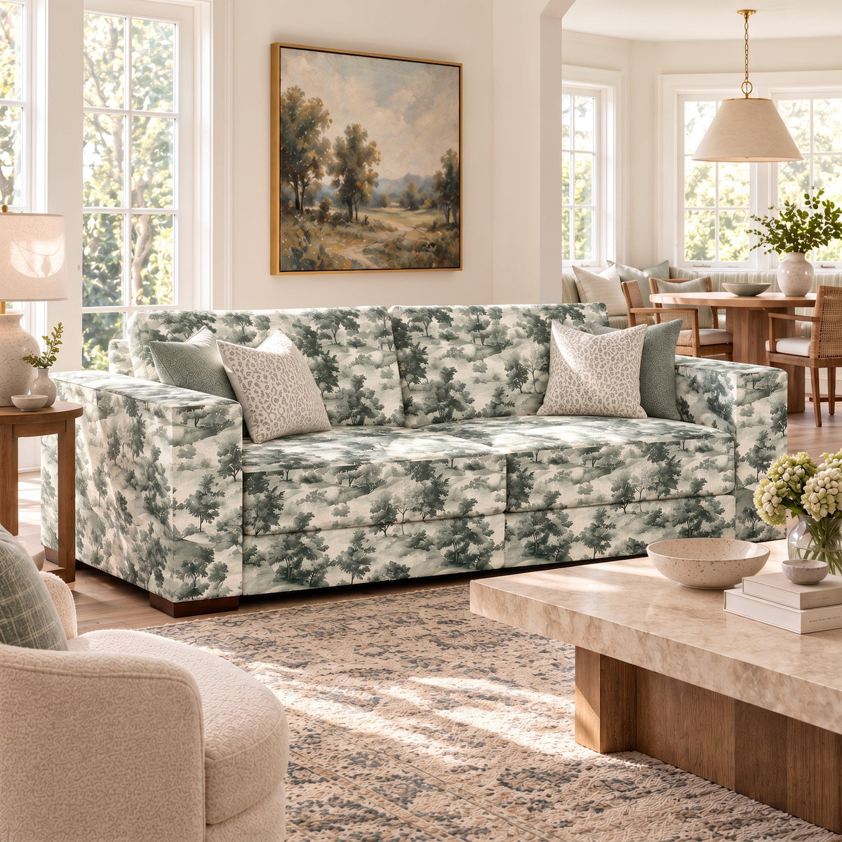 The Christopher Sofa in Fog & Found - Lemon Park
