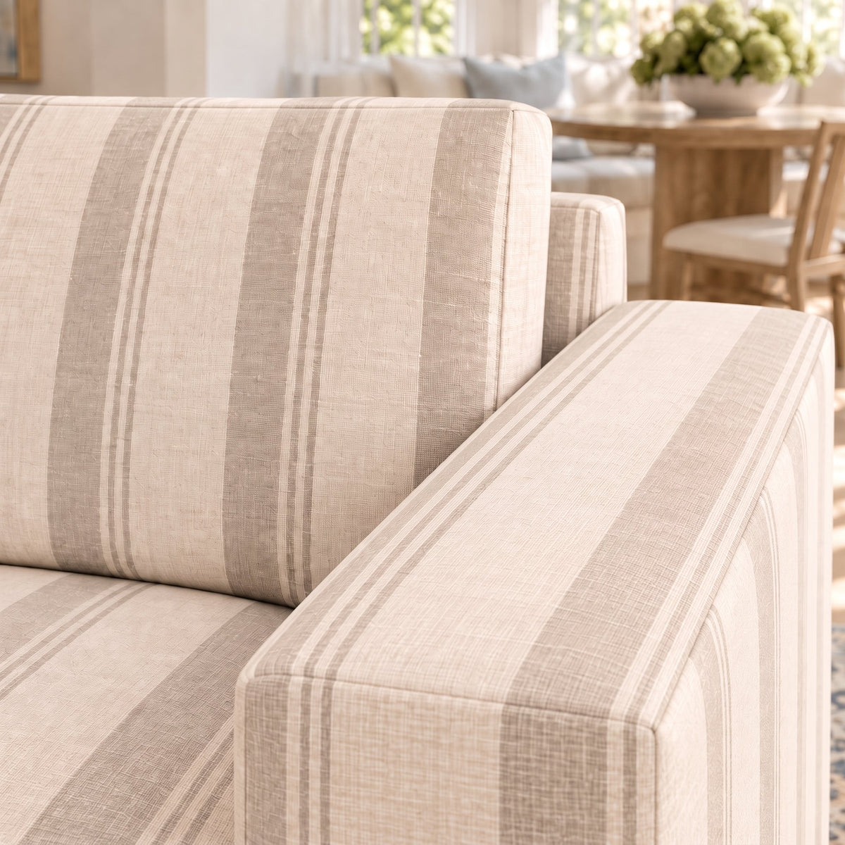 The Christopher Sofa in Hedgerow Travertine Stripes - Lemon Park
