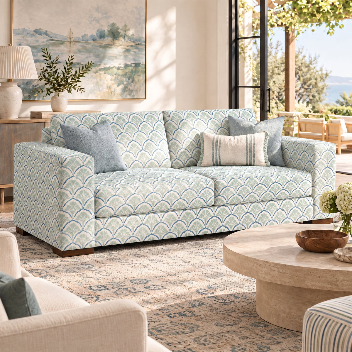 The Christopher Sofa in Hint Of Lime Sprouts - Lemon Park