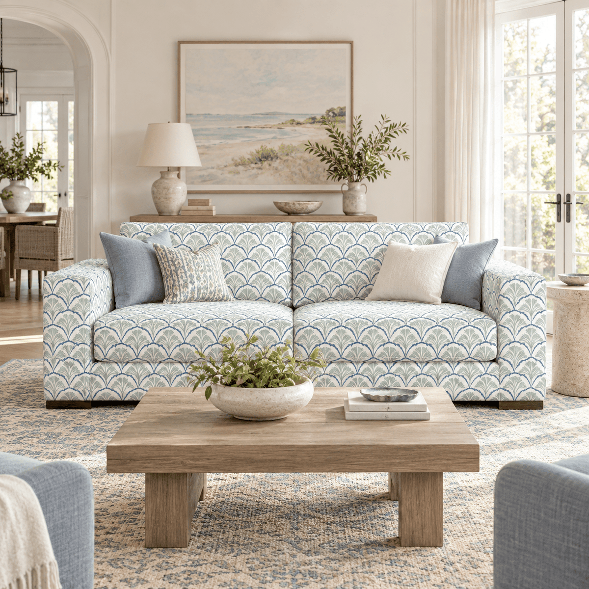 The Christopher Sofa in Hint Of Lime Sprouts - Lemon Park