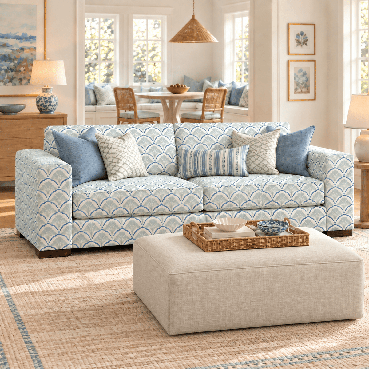 The Christopher Sofa in Hint Of Lime Sprouts - Lemon Park