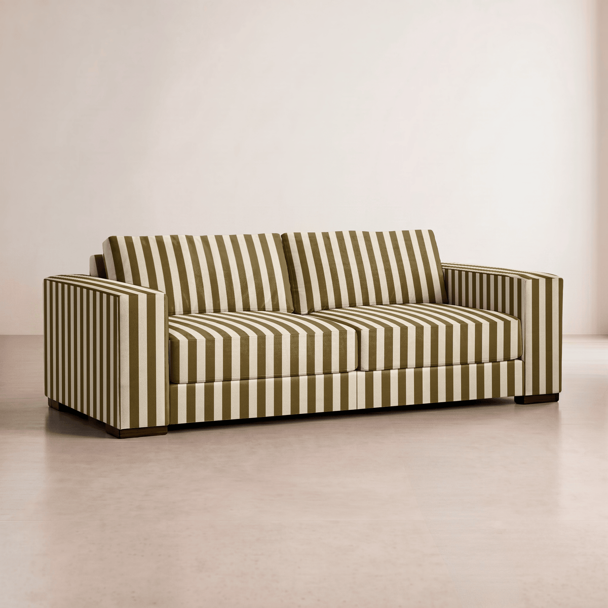 The Christopher Sofa in Jude Olive Stripes - Lemon Park