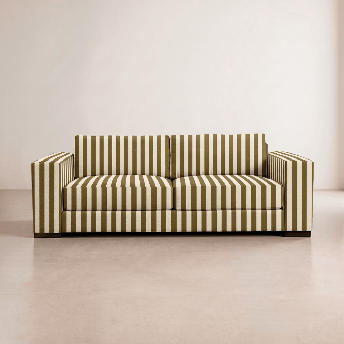 The Christopher Sofa in Jude Olive Stripes - Lemon Park