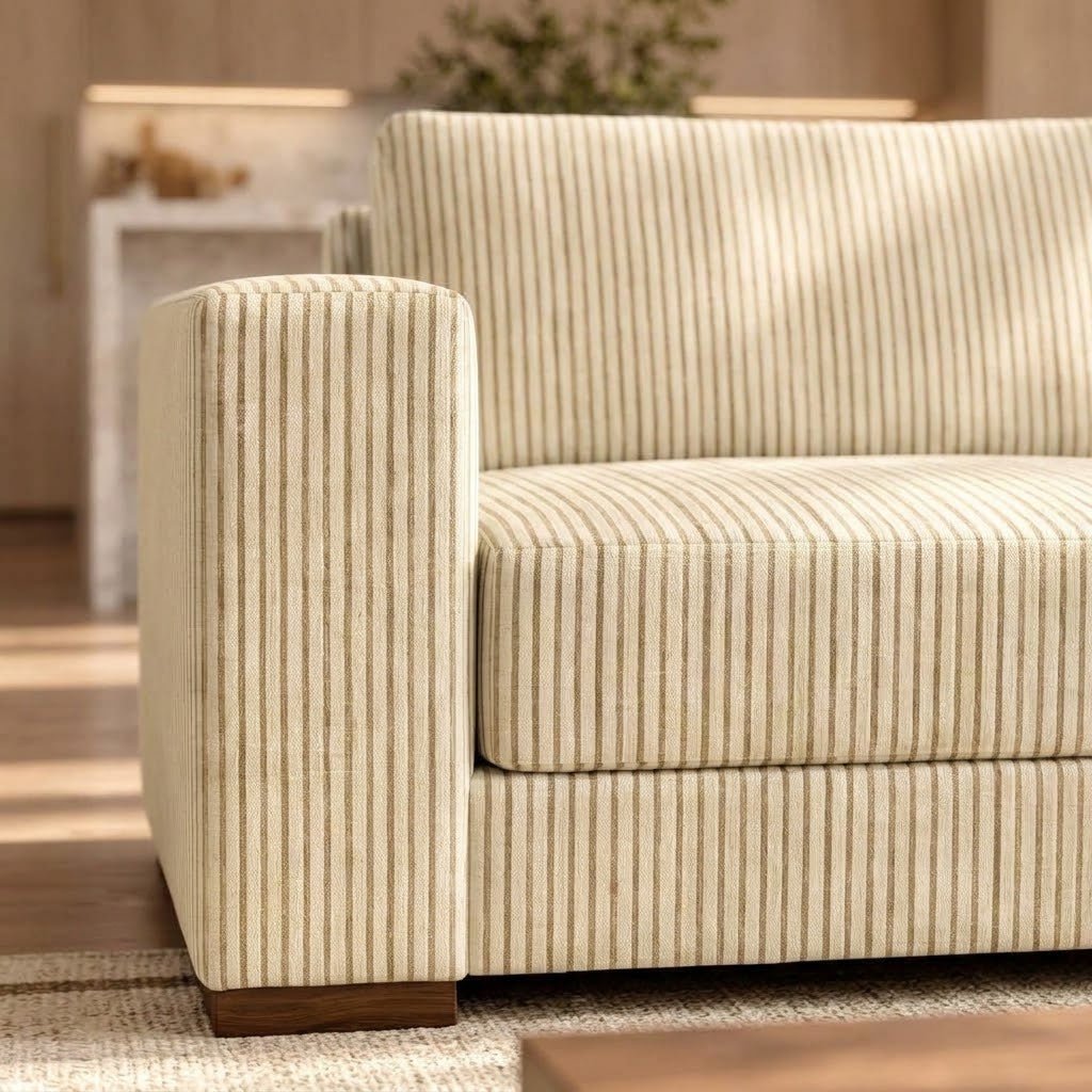 The Christopher Sofa in Jude Pinstripe - Lemon Park