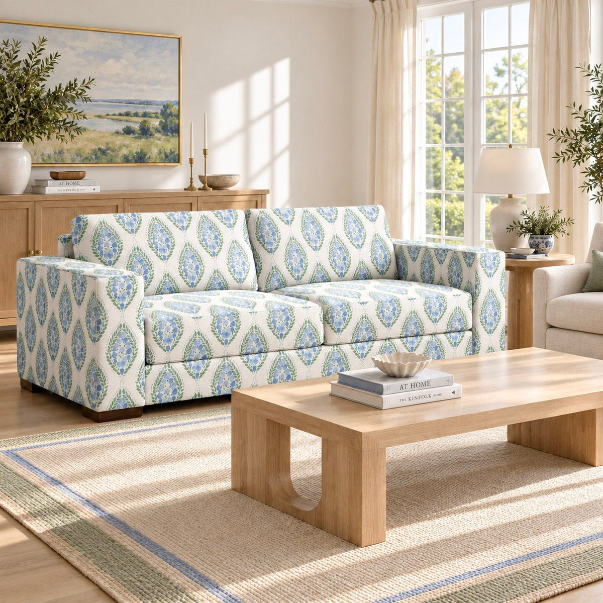 The Christopher Sofa in Leaf Me Be - Lemon Park