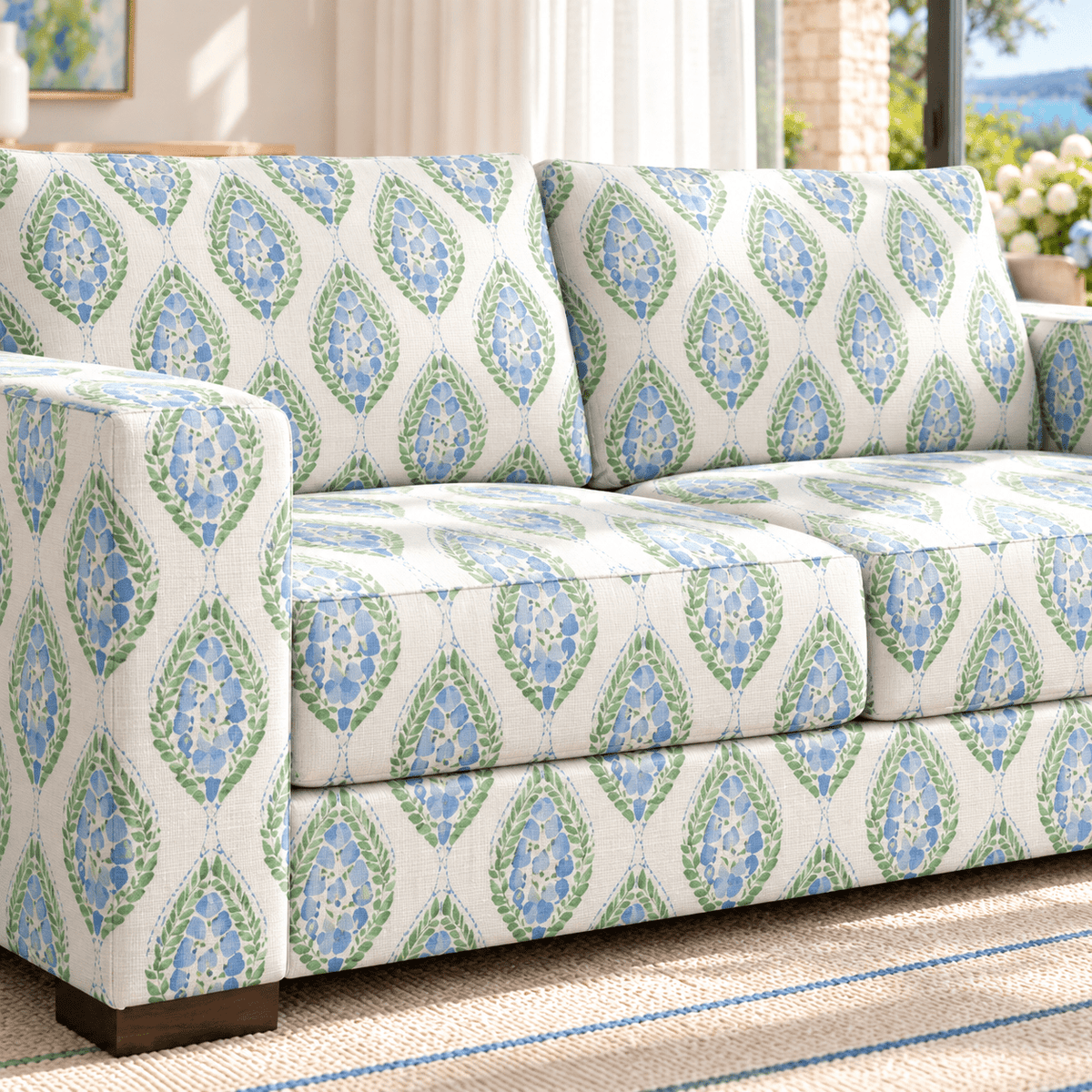 The Christopher Sofa in Leaf Me Be - Lemon Park