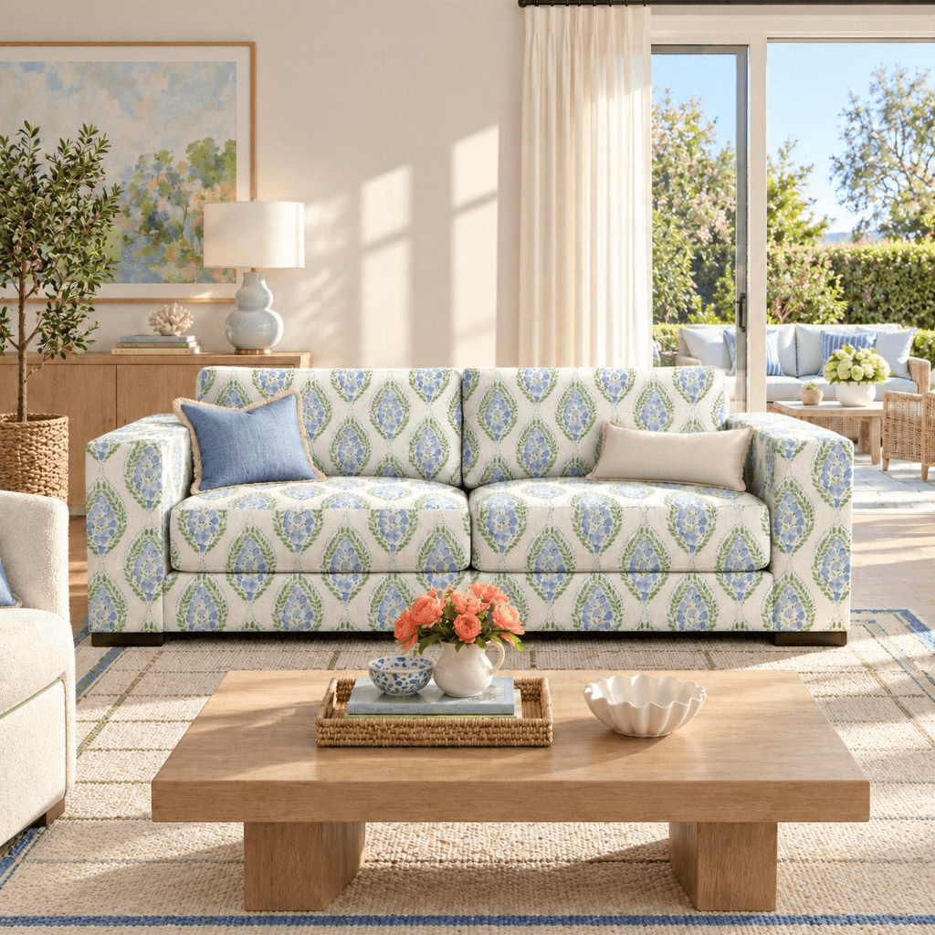 The Christopher Sofa in Leaf Me Be - Lemon Park