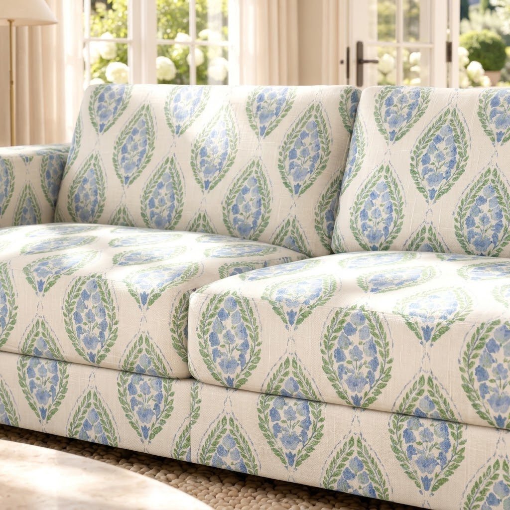 The Christopher Sofa in Leaf Me Be - Lemon Park