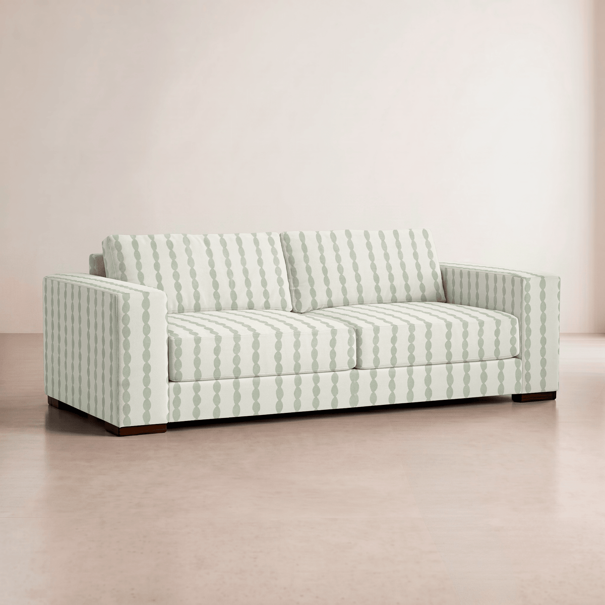 The Christopher Sofa in Loose Stems Lichen Chord Stripe - Lemon Park