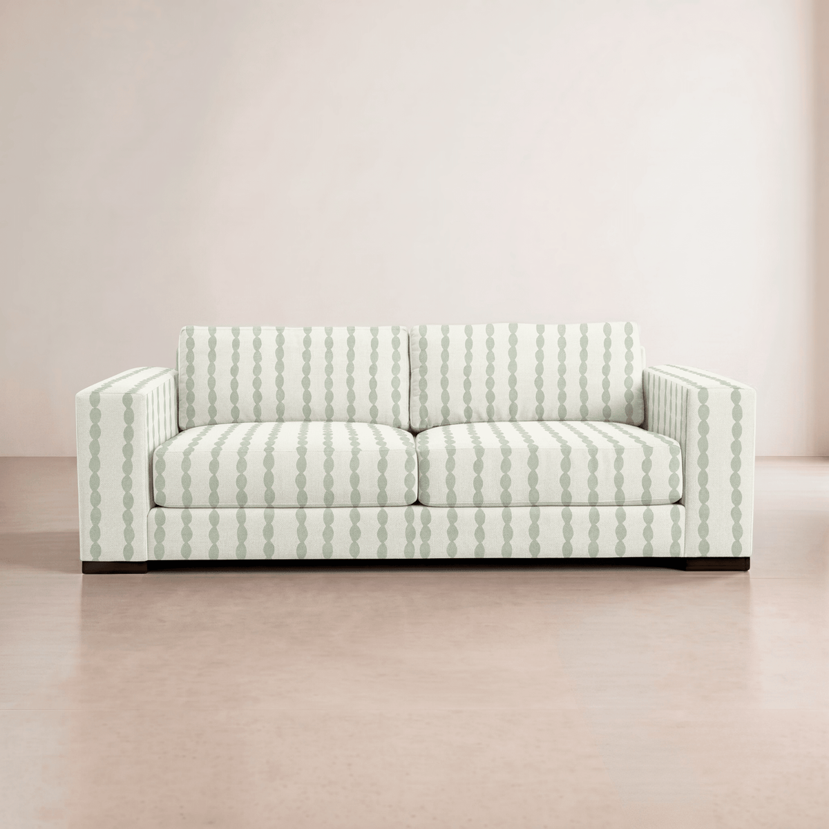 The Christopher Sofa in Loose Stems Lichen Chord Stripe - Lemon Park