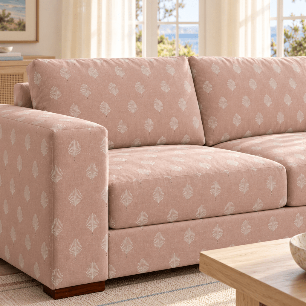 The Christopher Sofa in Loose Stems Petaline Block Print - Lemon Park