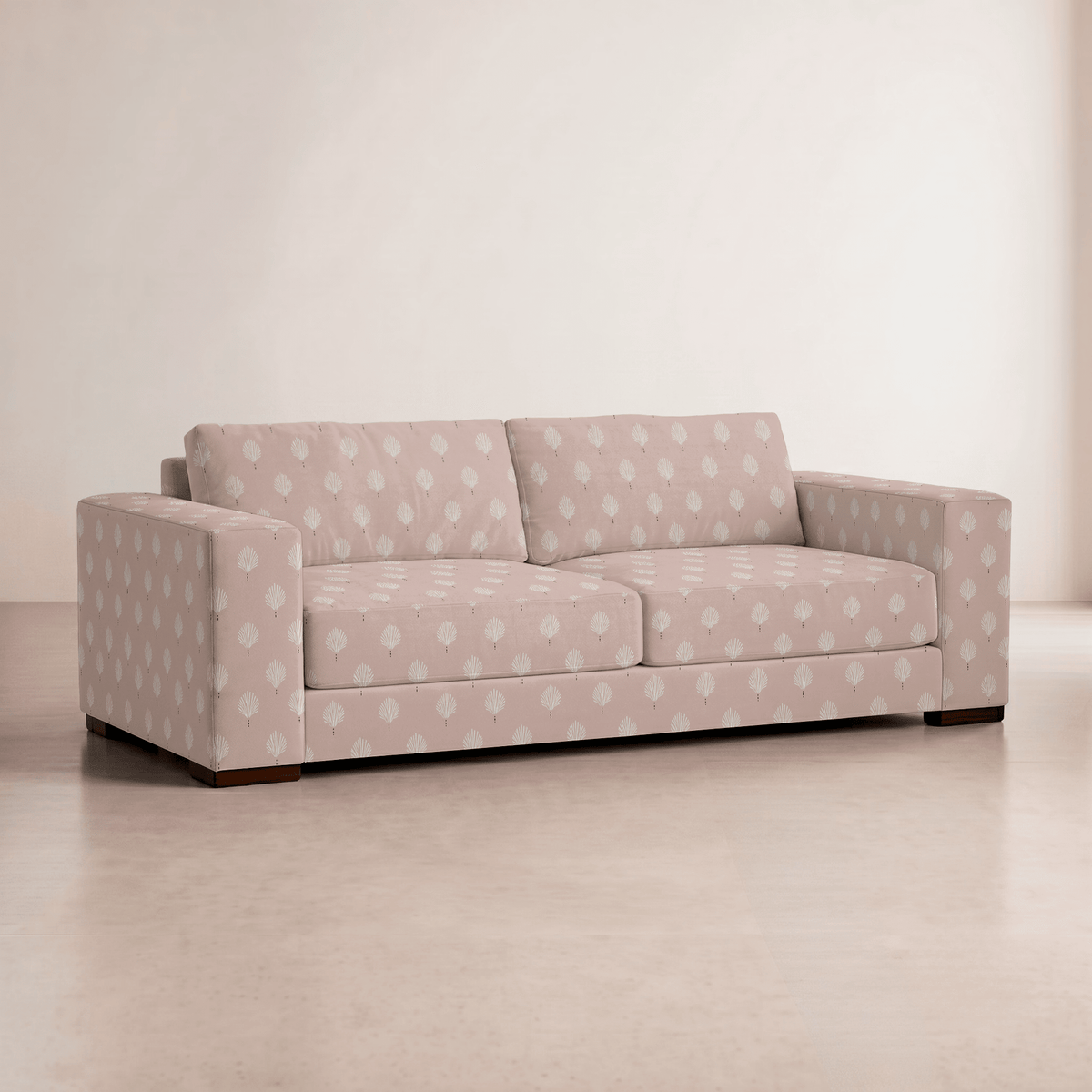 The Christopher Sofa in Loose Stems Petaline Block Print - Lemon Park