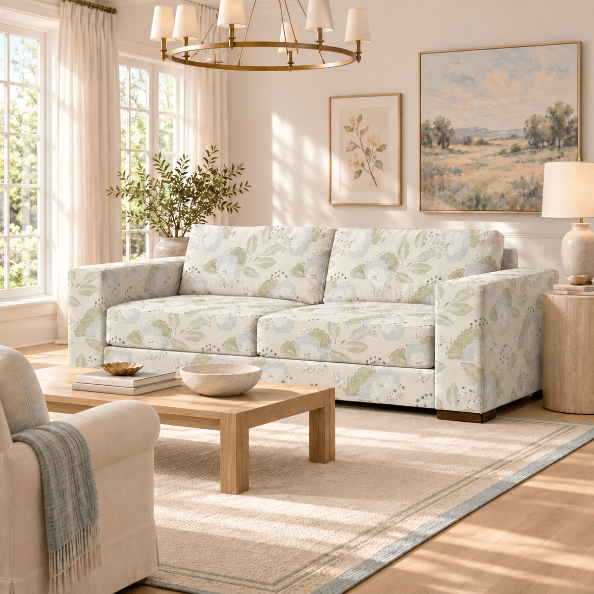 The Christopher Sofa in Mint to Be - Lemon Park