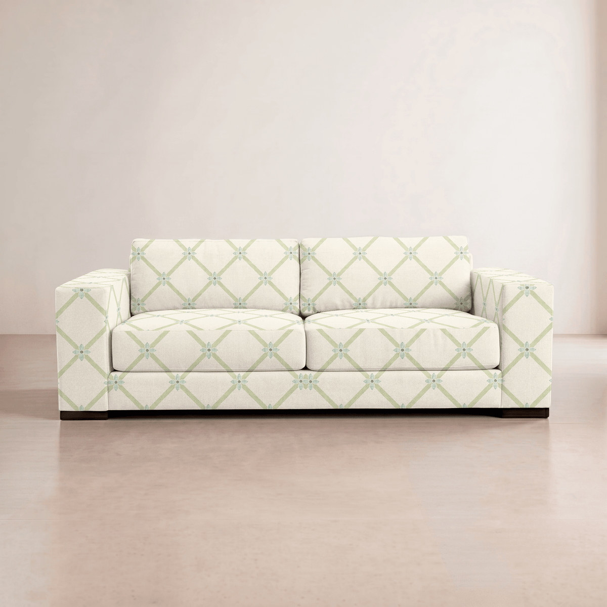 The Christopher Sofa in Mint To Be Floral Lattice - Lemon Park