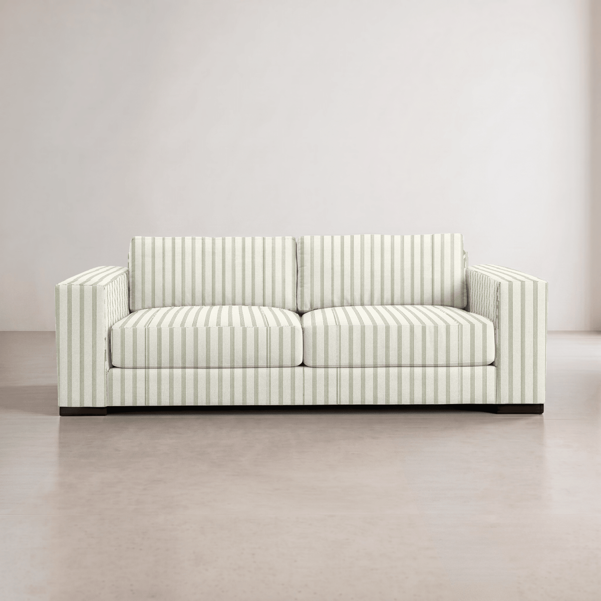 The Christopher Sofa in Orange County Olive Stripes - Lemon Park