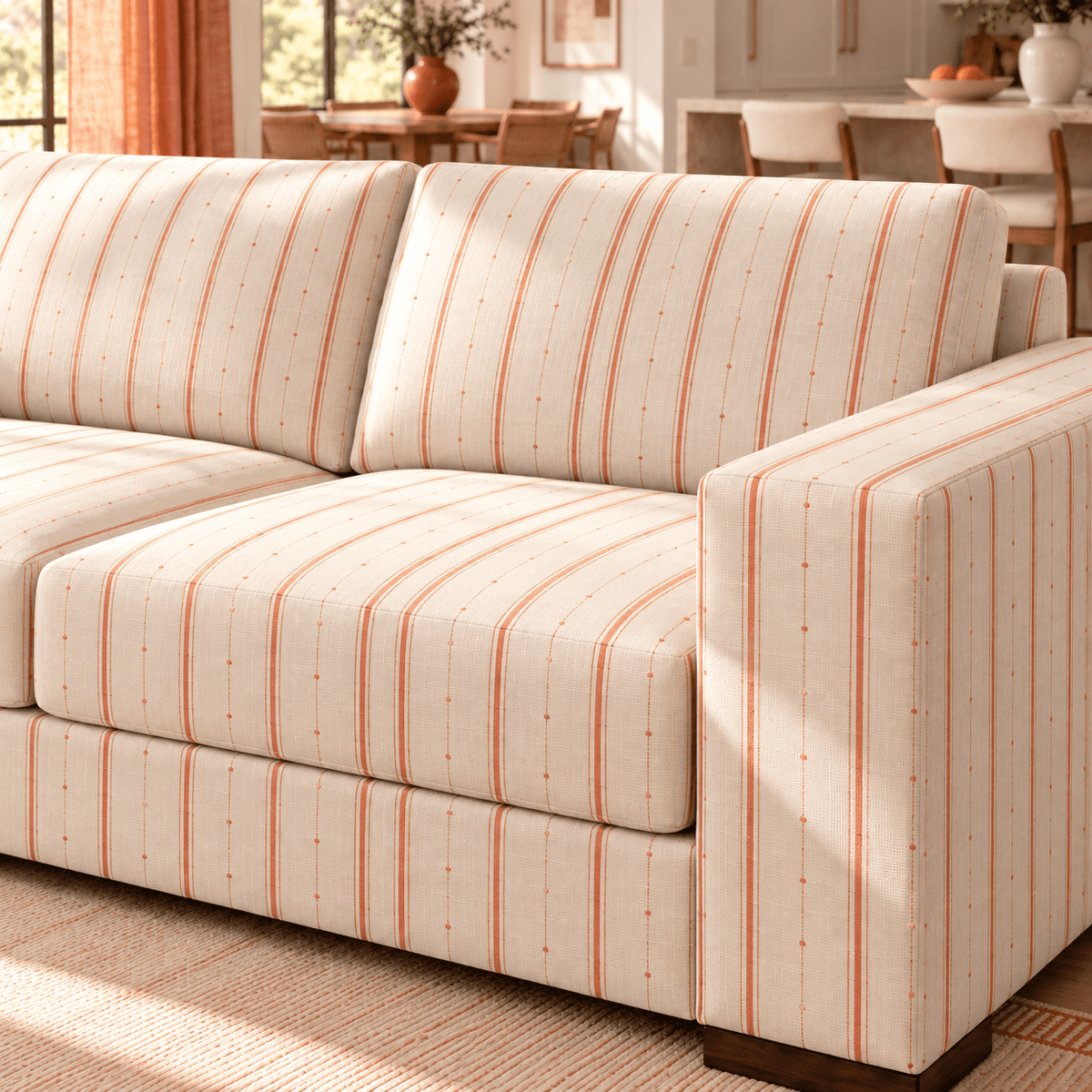 The Christopher Sofa in Orange County Terracotta Stripes - Lemon Park