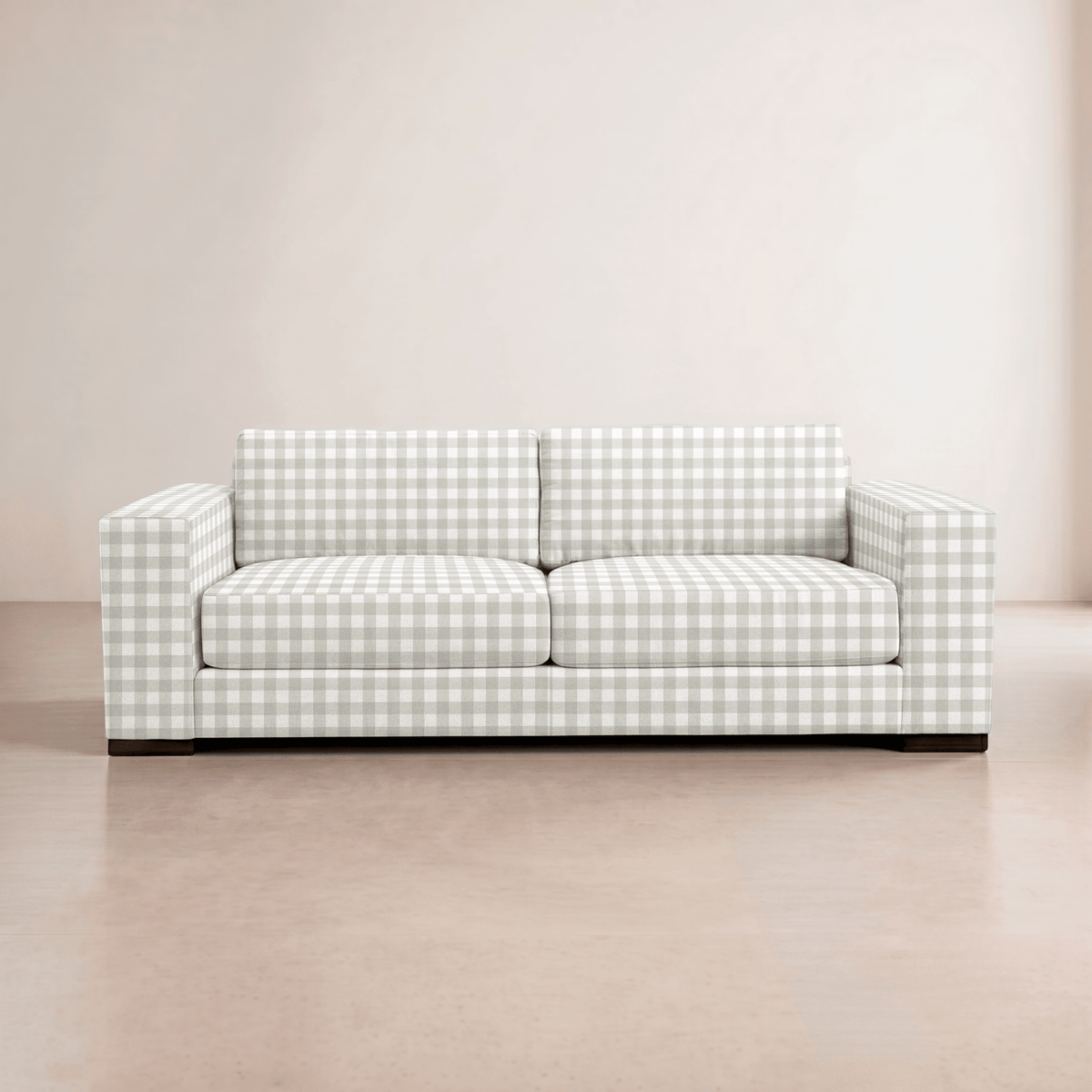 The Christopher Sofa in Pearl's Haven Fog Gingham - Lemon Park