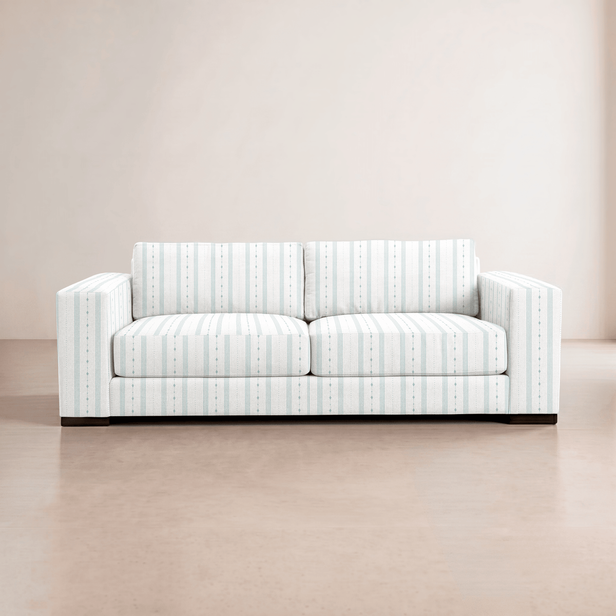 The Christopher Sofa in Pearl's Haven Spring Blue Stripes - Lemon Park