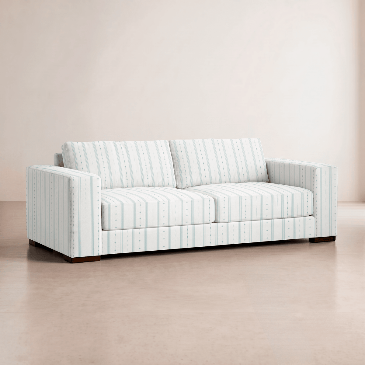 The Christopher Sofa in Pearl's Haven Spring Blue Stripes - Lemon Park