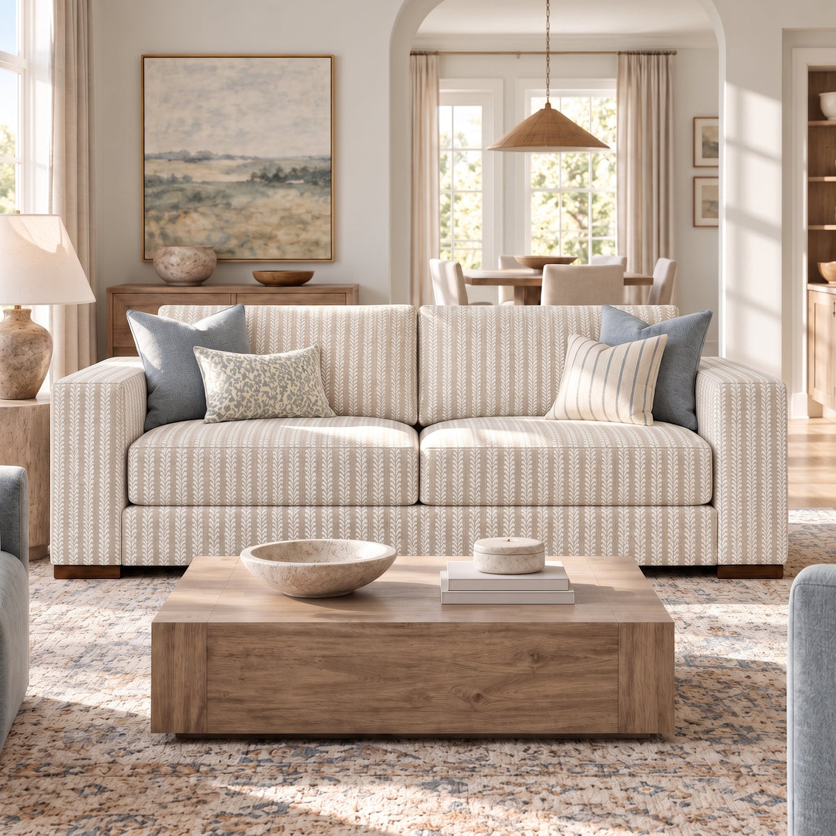 The Christopher Sofa in Skinny Sprig - Lemon Park