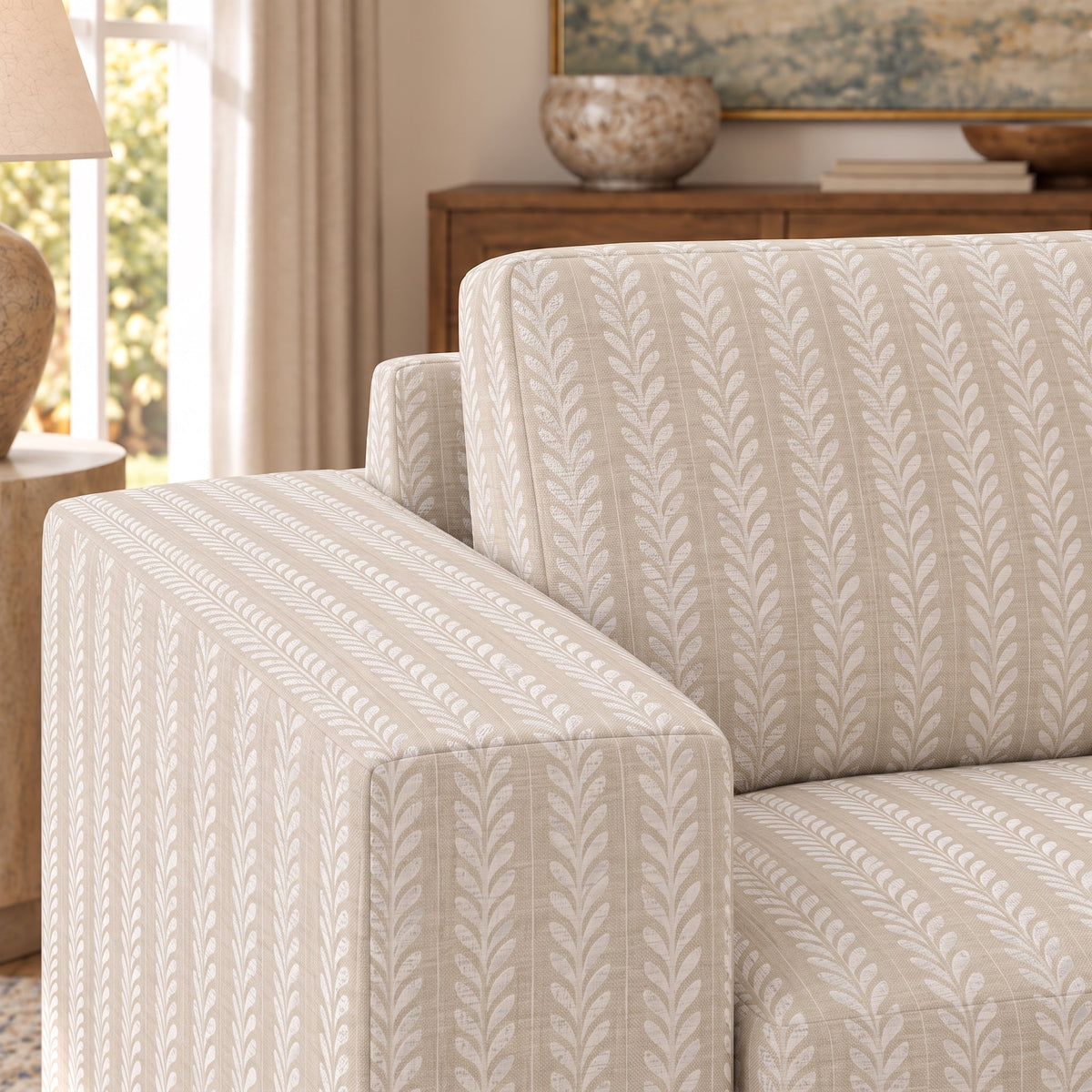 The Christopher Sofa in Skinny Sprig - Lemon Park
