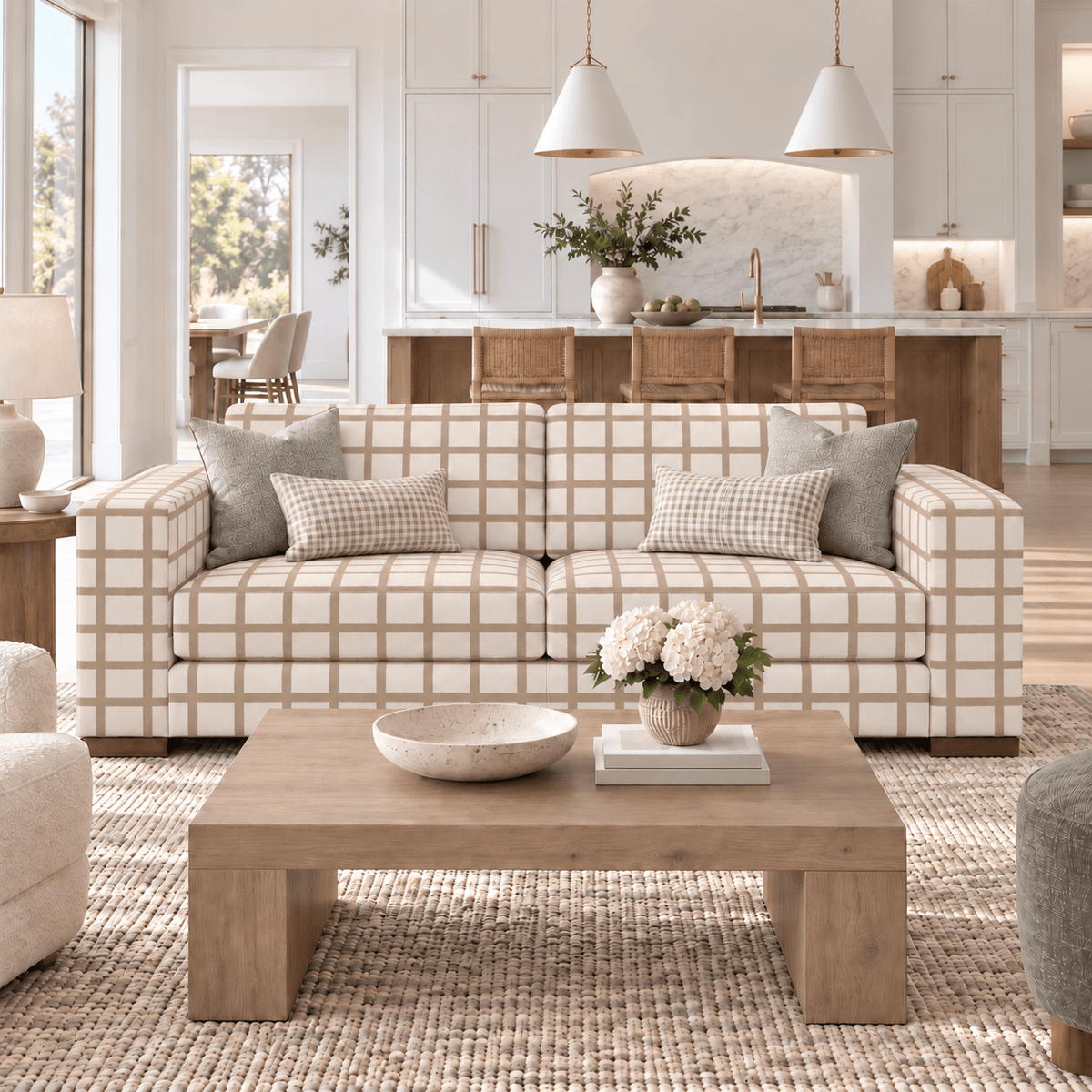 The Christopher Sofa in Thistle Check - Lemon Park