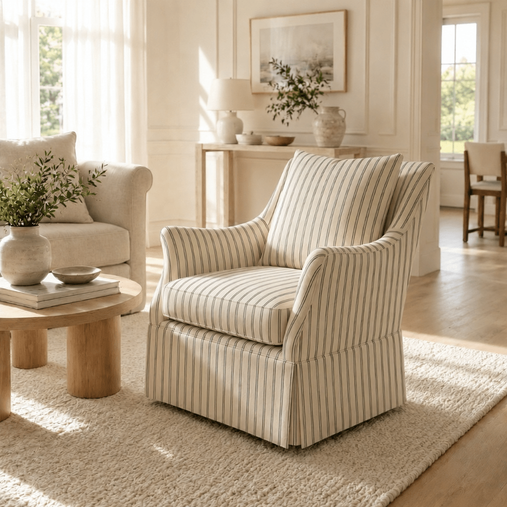 The Eleanor Chair in Jude Pinstripe - Lemon Park