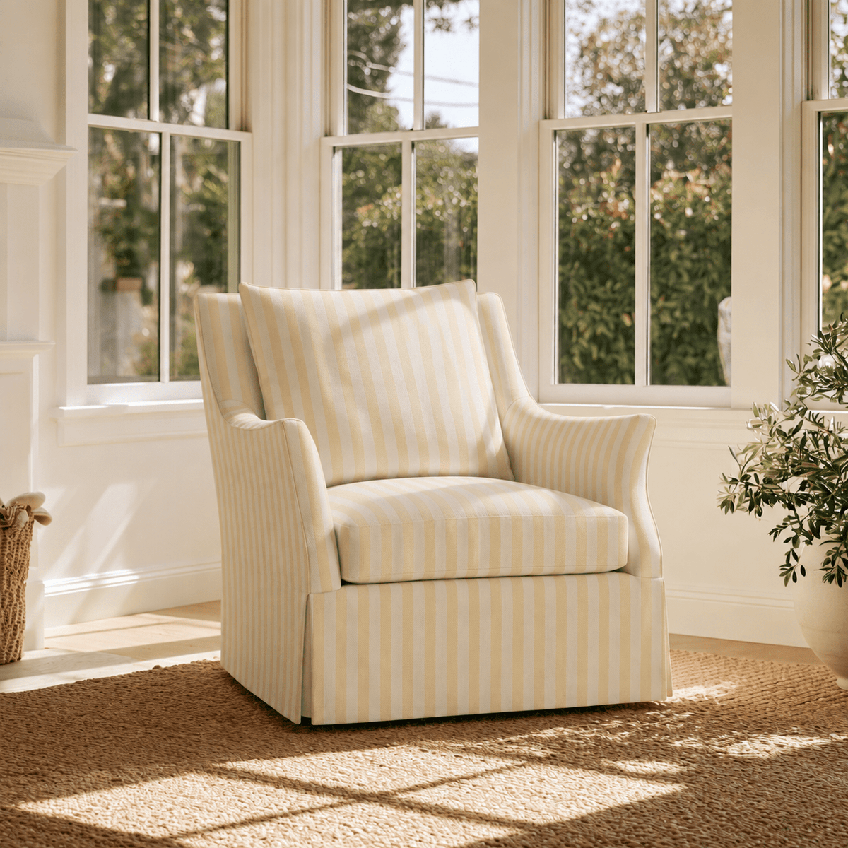 The Eleanor Chair in Juliet's Garden Easter Yellow Stripe - Lemon Park