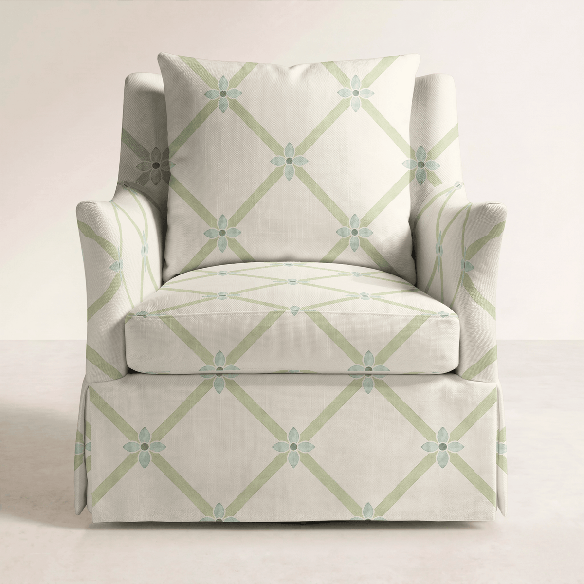 The Eleanor Chair in Mint To Be Floral Lattice - Lemon Park
