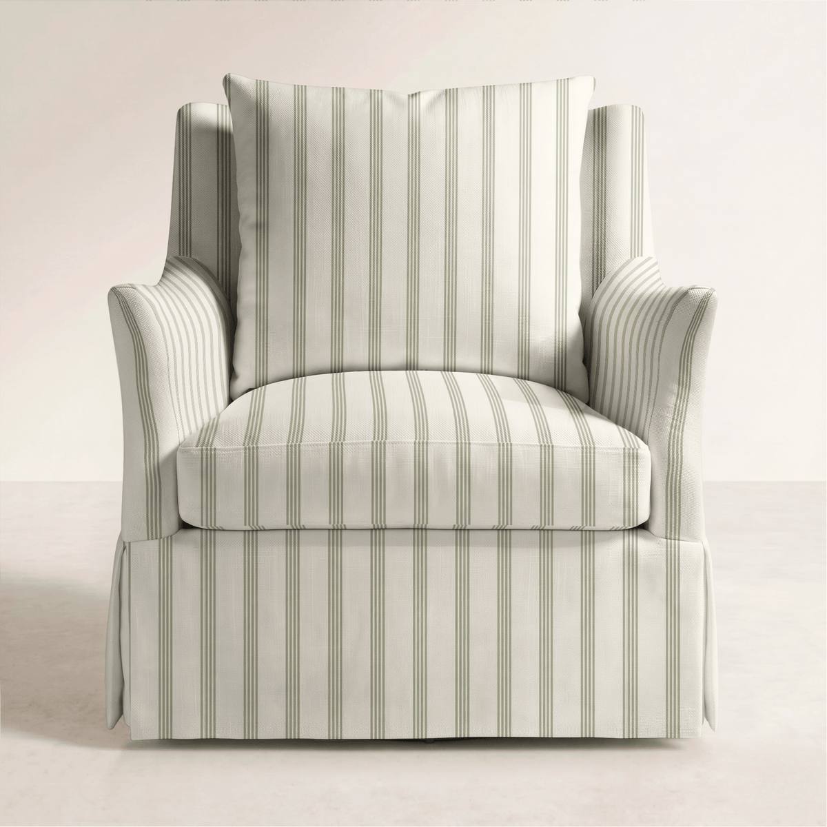 The Eleanor Chair in Orange County Olive Stripes - Lemon Park