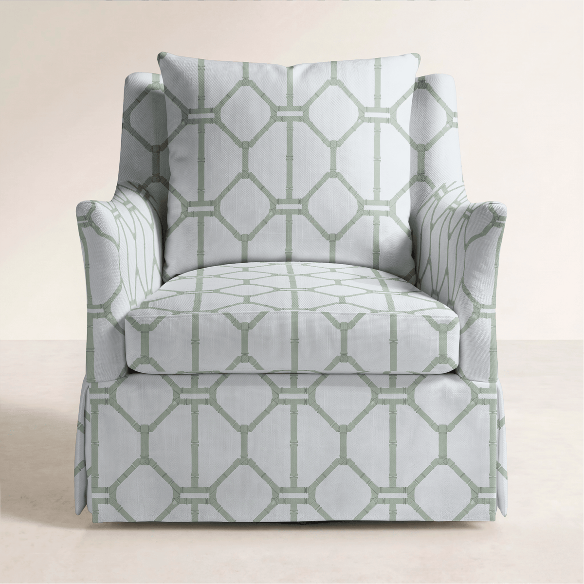 The Eleanor Chair in Palm Promenade Cool Mint Bamboo Trellis - Lemon Park