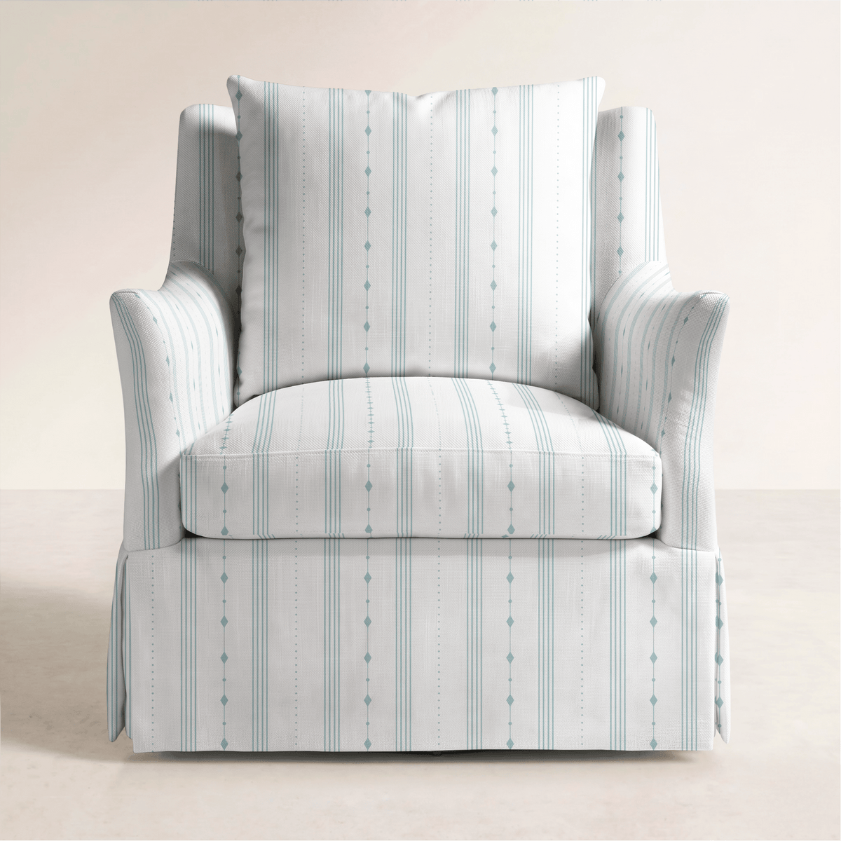 The Eleanor Chair in Pearl's Haven Spring Blue Stripes - Lemon Park