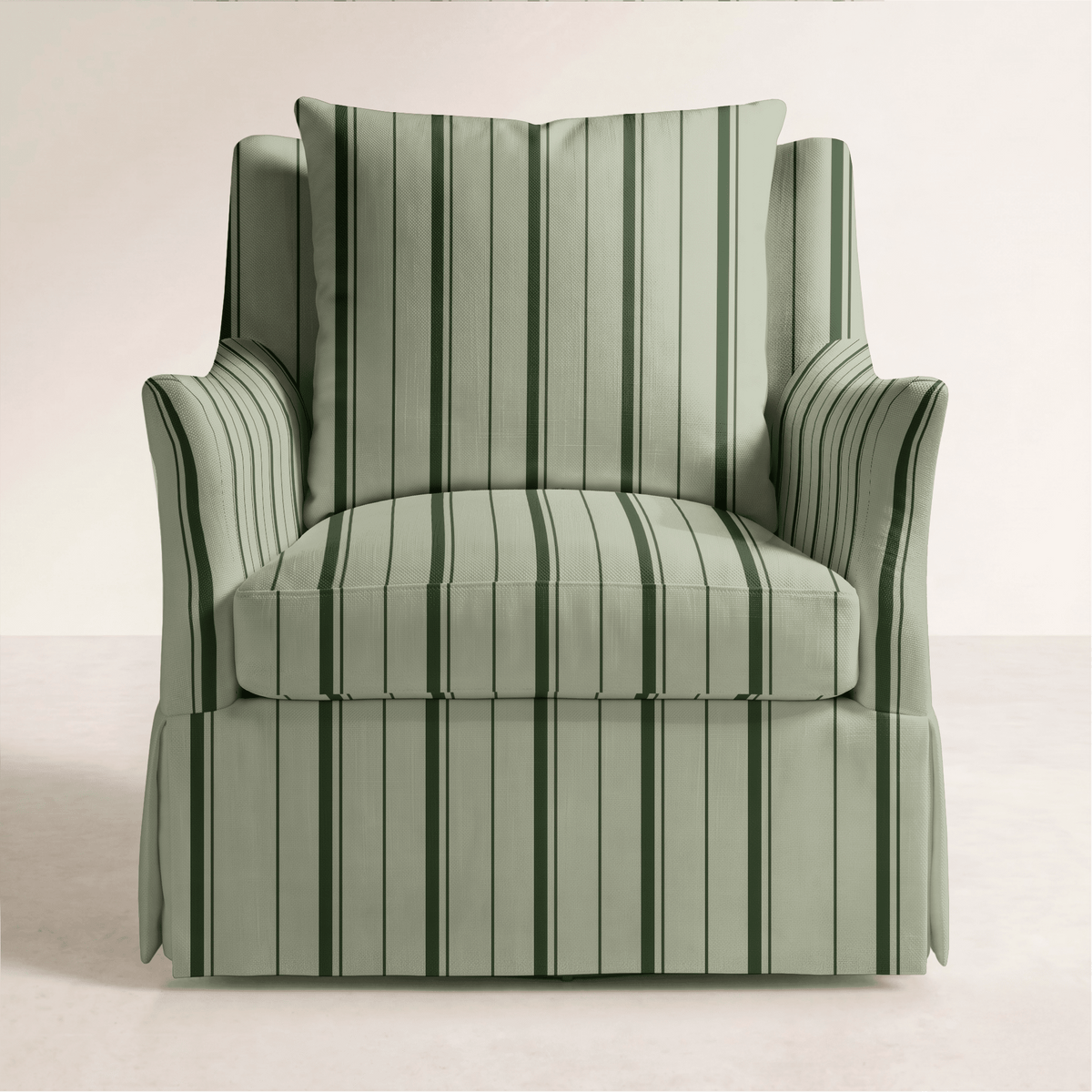 The Eleanor Chair in The Silk Garden Sage Stripes - Lemon Park