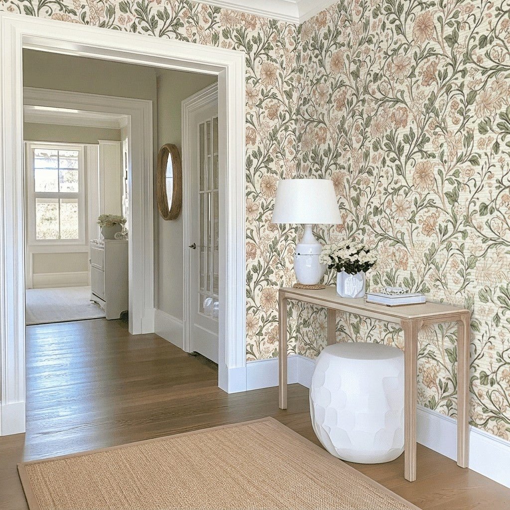 The Garden Gate Faux Grasscloth Wallpaper - Lemon Park