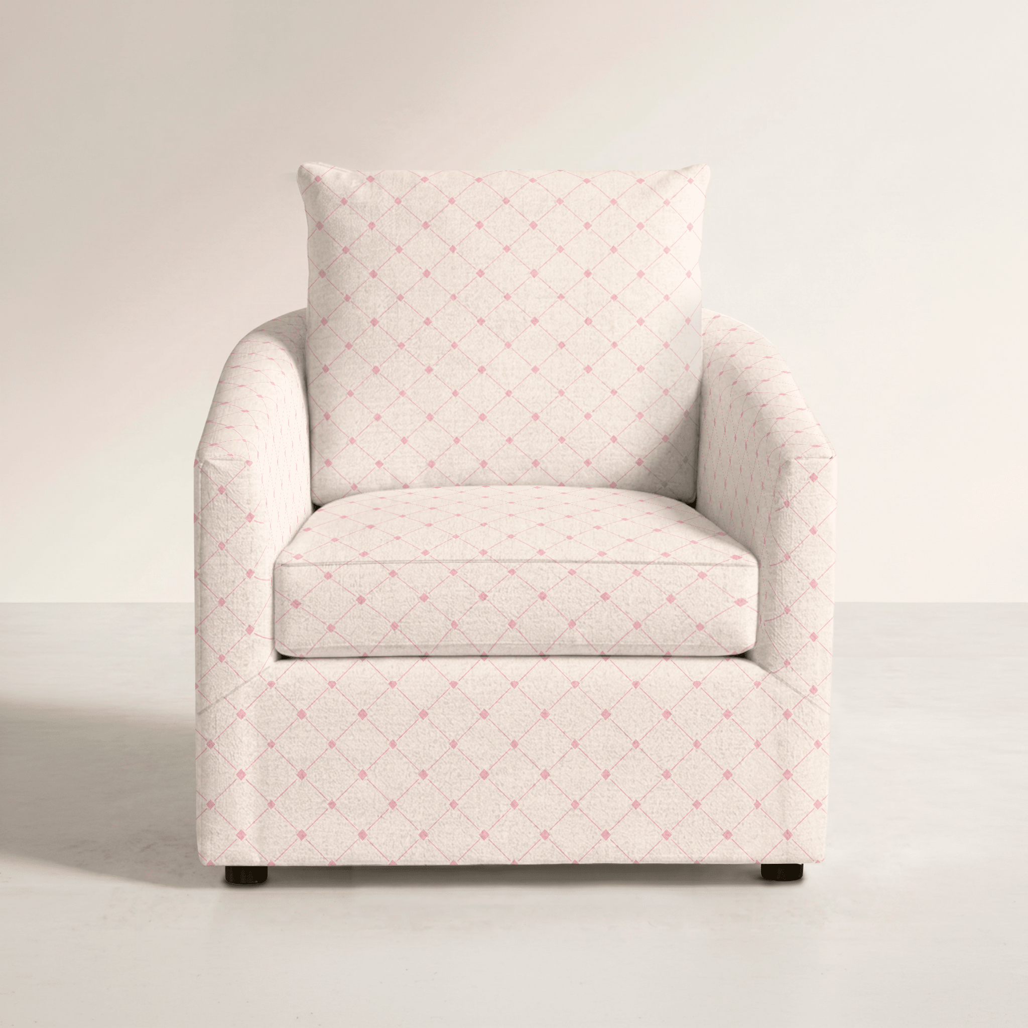 The Grace Chair in Bellagio Blush Linen Lattice - Lemon Park